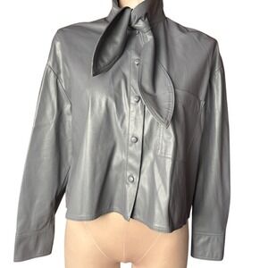 Zara Women's XS Faux Leather Button Up Jacket Gray